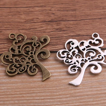 

6PCS 37*41mm Plant Hollow Charms Big Tree Pendant Two Color DIY Retro Jewelry Bracelet Necklace Charms Pendant P6534