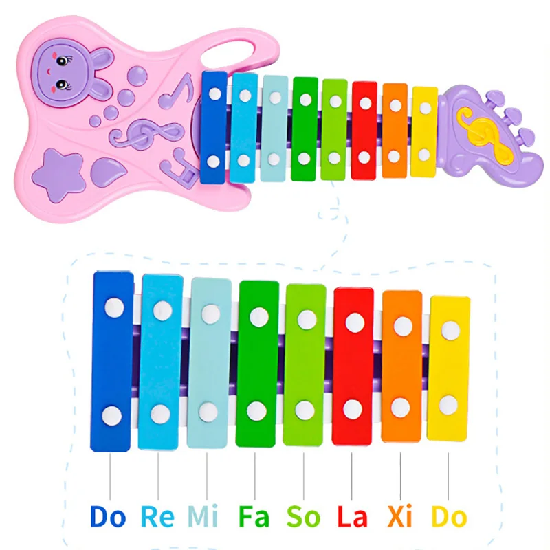 Jual Anak anak Bayi 8 Kunci Bentuk Gitar Gambang untuk Balita Bayi Pembuat Kebisingan Alat Musik Mainan dengan Malle M
