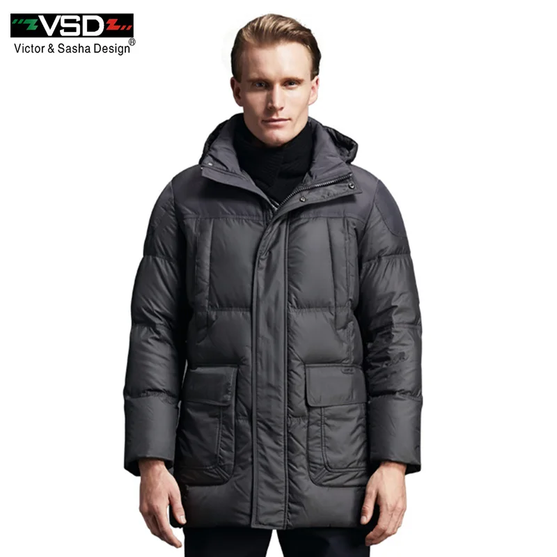 VSD 90% белая утка вниз качество красивый теплые длинные модные бизнес Стиль зимняя куртка мужская одежда повседневное пальто Мужская парка 153