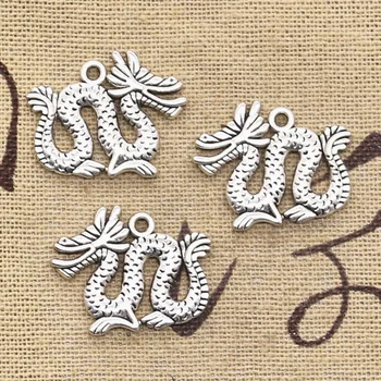 

12pcs Charms Dragon China Loong 23x17mm Antique Silver Color Plated Pendants Making DIY Handmade Tibetan Silver Color Jewelry