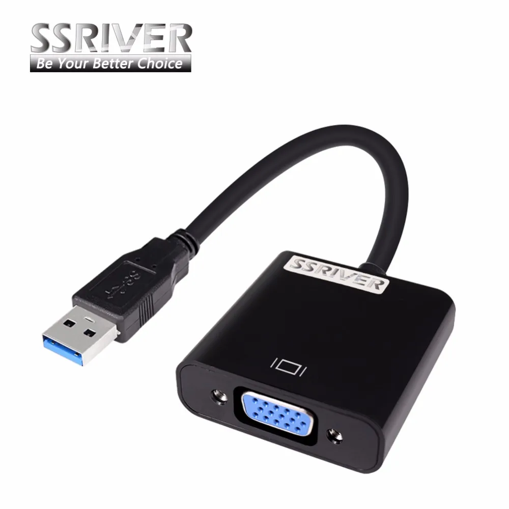 

SSRIVER 3.0 USB Male to VGA Female Video Graphic Display External Cable 1920x1080 HD Converter Adapter for support USB 2.0