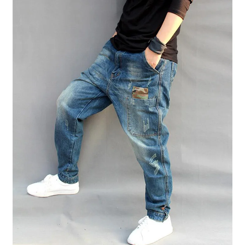 Новинка, мужские спортивные штаны в стиле хип-хоп, брюки с промежностью, мужские джинсы, мужские мешковатые брюки