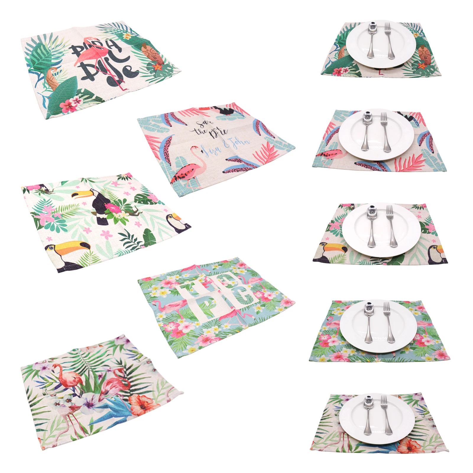 

30x42cm Flamingo Hawaii Party Decoration Table Mat For Tables Birthday Christmas Heat-insulation Linen Kitchen Dining Pads