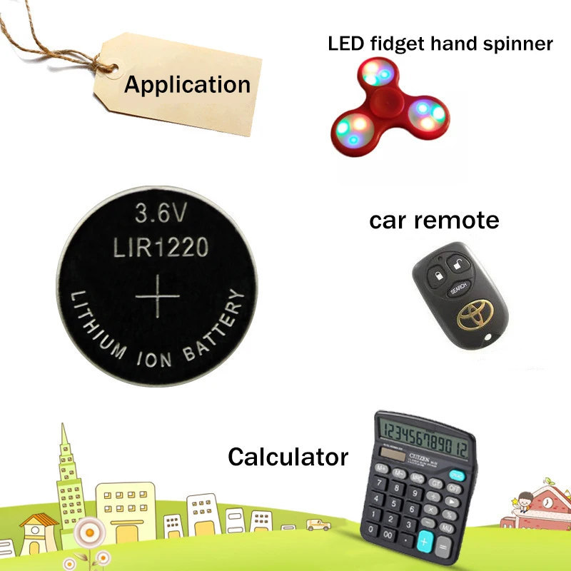 10x Wama LIR1220 3,6 V аккумуляторные батарейки для монет, сменные батареи CR1220 li-ion