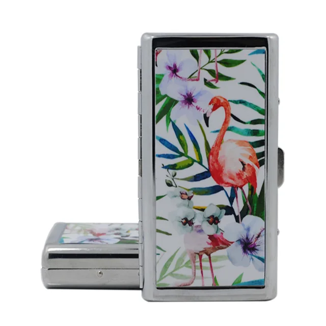 Unique Blue Keep Rose Lady Slim Cigarette Case Metal Slim Cigarette