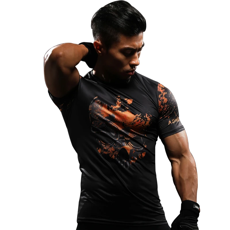 Adhemar компрессионная Мужская футболка с 3D принтом, футболка с коротким рукавом, быстросохнущая футболка, гибкая одежда для занятий спортом