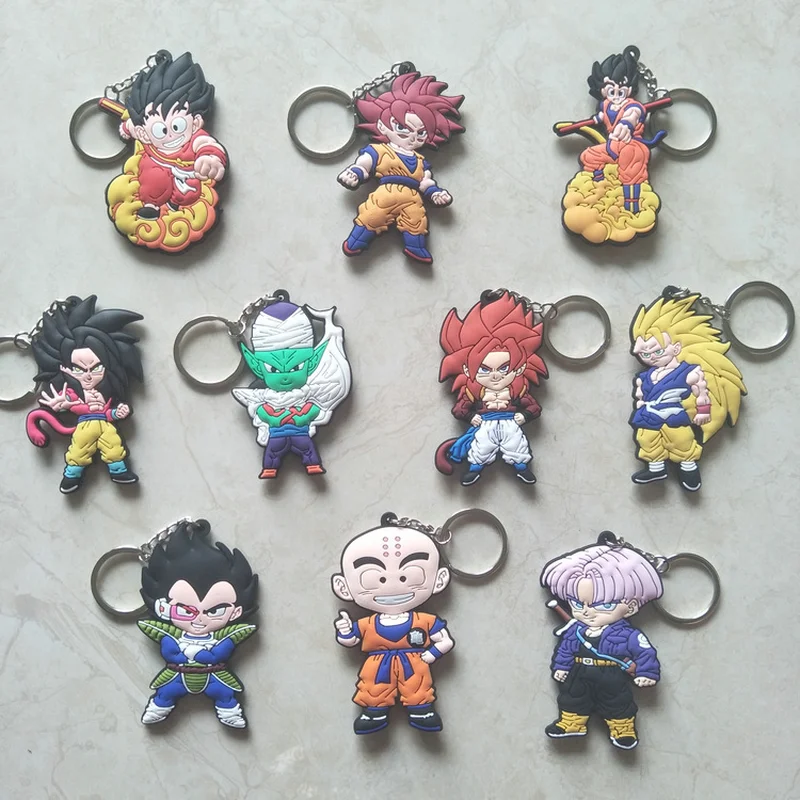 

Vegeta Dragon Ball anime PVC key chains Piccolo Son Goku Torankusu Krillin funny personalized pendant Llaveros porte clefs gifts
