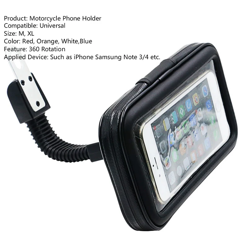 Fimilef Motorcyle Car Rearview Mirror Mount Bag Phone Holder Phone GPS Waterproof Case Phone Bag Stand Waterproof Touch Screen (2)