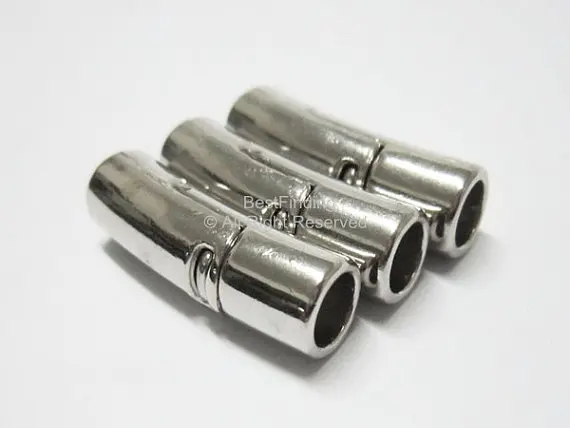 

6mm Round Tube Leather Clasp Rhodium plated Magnetic clasp