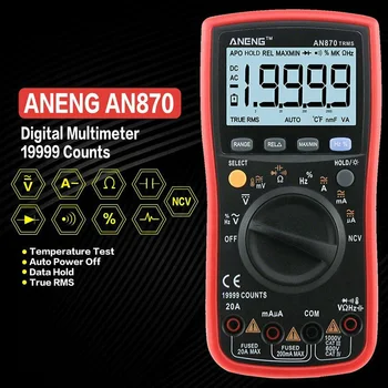 

19999 Counts Digital Multimeter AN870 True-RMS Temperature AC/DC Voltage Ammeter Current Meter LCD Backlight Multimeter