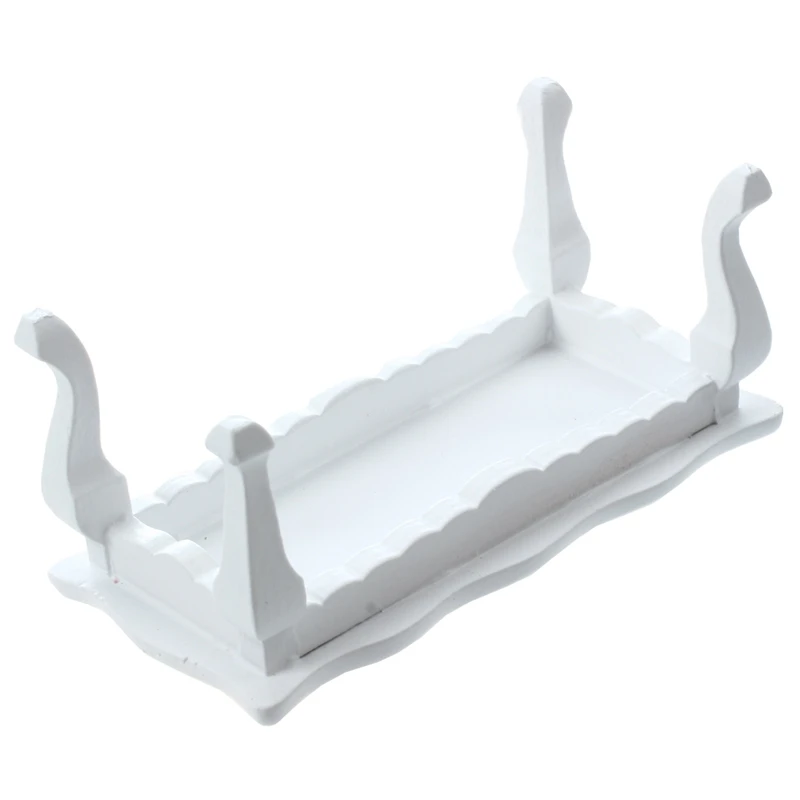 1/12 دمية أثاث مصغر موجة ذو حدين خشبية القهوة/نهاية الجدول-الأبيض