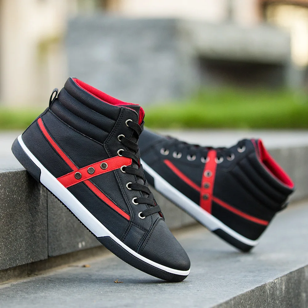 FEERIJT جديد الرجال عالية أعلى الدانتيل متابعة أحذية رياضية كبيرة الحجم عارضة شوز الصلبة الجلود شقة أحذية تزلج طالب ارتداء مقاومة أحذية FEERIJT جديد الرجال عالية أعلى الدانتيل متابعة أحذية رياضية كبيرة الحجم عارضة شوز الصلبة الجلود شقة أحذية تزلج طالب ارتداء مقاومة أحذية