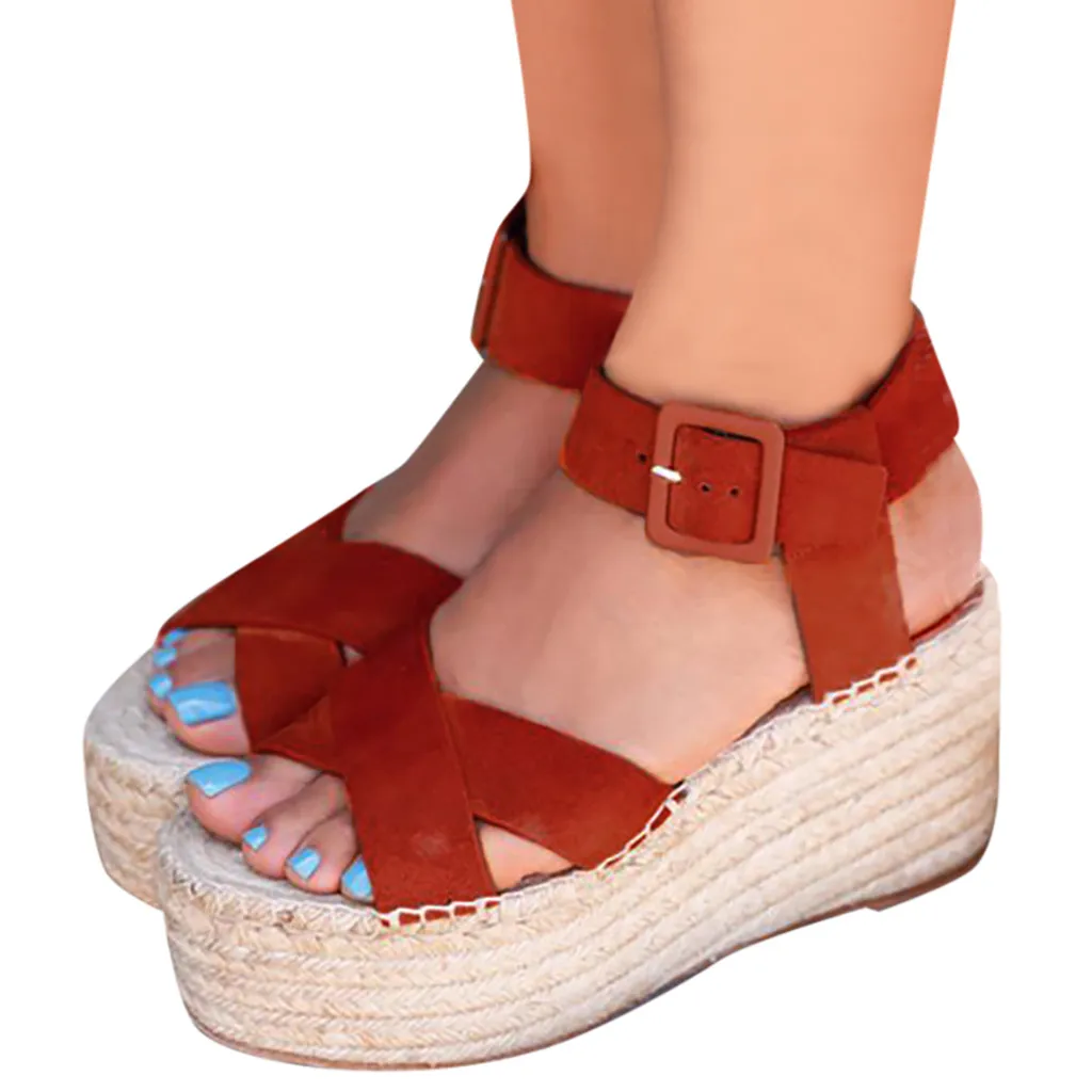 SAGACE летние сандалии, женские лодочки Туфли с ремешком и пряжкой Босоножки на высоком клиновидном каблуке; сапоги-Босоножки на платформе Для женщин Женская повседневная обувь