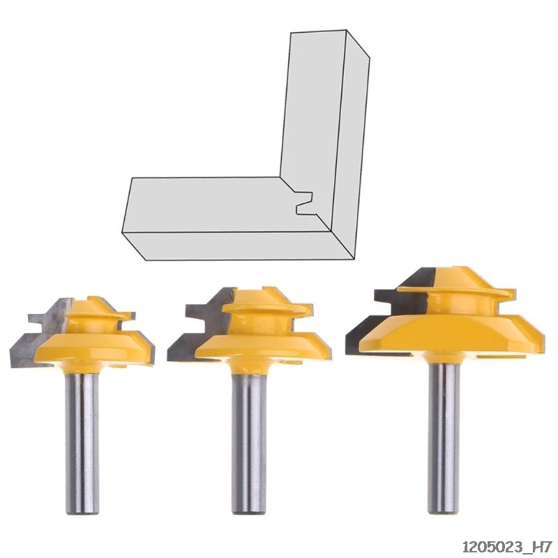 

45 Degree Lock Miter Grade 8*1-1/2 3/8 8*2 Router Bit 8mm Shank Trimmer Drill Milling Cutter Wood Working Tool