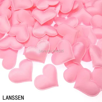 

200pcs 3.5cm Pink Heart petals wedding decorations Satin Heart Shaped Fabric Artificial flower petals wedding decorations