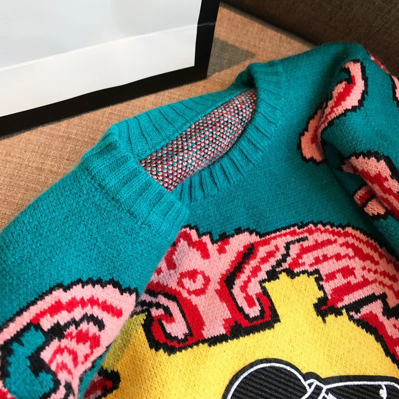 Women New vintage warm sweaters UFO Clouds Jacquard pullovers winter autumn knitted retro loose tops blusas C-012