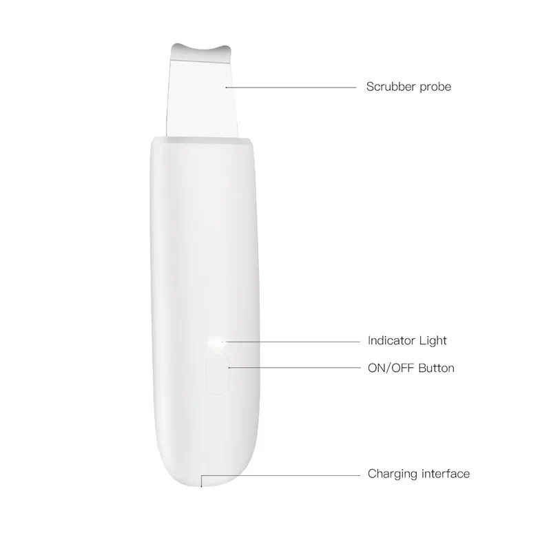  Ultrasonic Skin Scrubber Massager Face Lift Wrinkle Remover Facial Deep Cleaning Spatula Beauty Ins