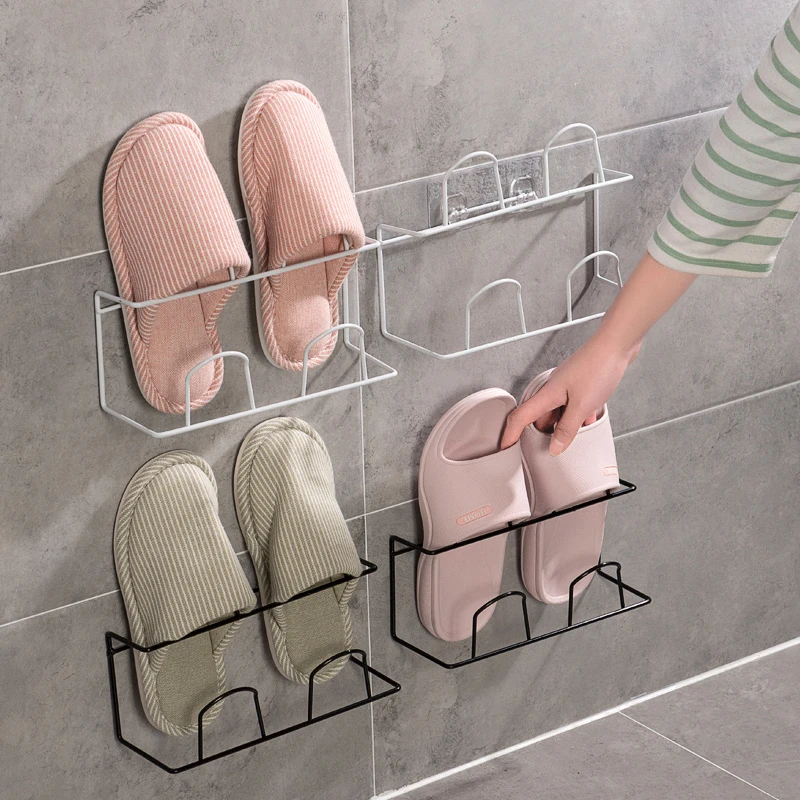

Bathroom slippers hooks Wall-mounted bathroom shelf Toilet door shoe hanging Wall hanging hook Bathroom storage supplies