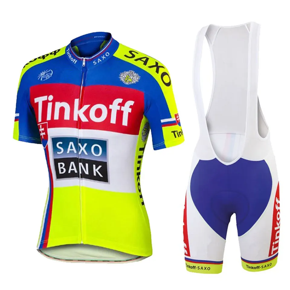 TEAM Tinkoff PRO cycling jersey bibs shorts suit Ropa Ciclismo mens summer quick dry BIKING Maillot wear - Цвет: 1