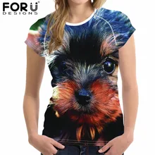 FORUDESIGNS/Повседневная Брендовая женская одежда с рисунком собаки шнауцера, летняя футболка с коротким рукавом для девушек, женские дышащие топы, футболка