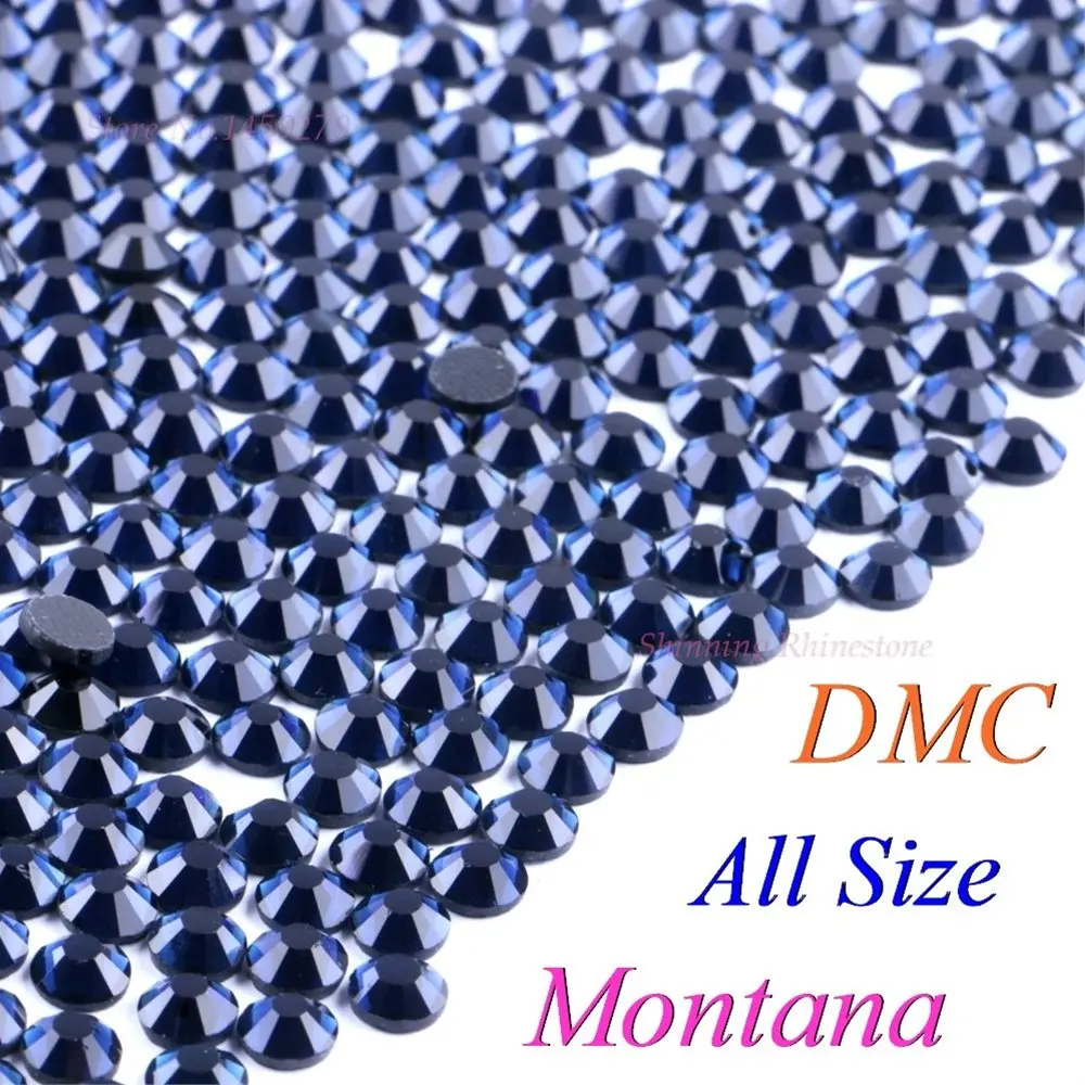 DMC Монтана SS6 SS10 SS16 SS20 SS30 смешанные Размеры Стекло кристаллы, стразы с прямой основой Стразы переводная картинка Стразы блестящая DIY одежды с клеем
