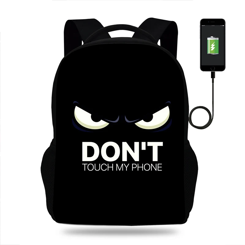 Large Capacity Psycho/Dont Touch My Phone Laptop Bag Man USB Design Backpack Bag Black Backpack women School Bags Mochila Large Capacity Psycho/Dont Touch My Phone Laptop Bag Man USB Design Backpack Bag Black Backpack women School Bags Mochila