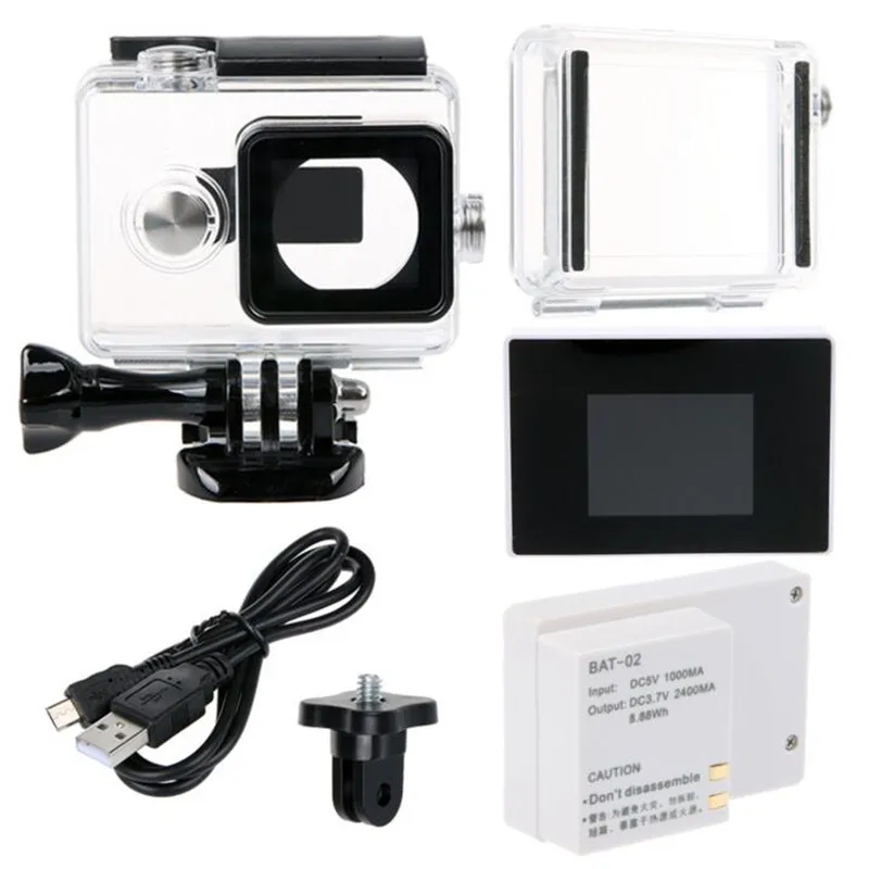 Waterproof Housing Case + LCD Display Screen + 2400Mah Battery + BacPac Backdoor For Xiaomi Yi Action Camera Accessories Waterproof Housing Case + LCD Display Screen + 2400Mah Battery + BacPac Backdoor For Xiaomi Yi Action Camera Accessories