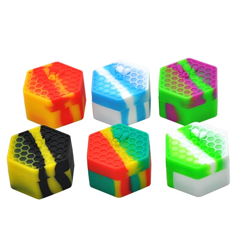 

26ml Hexagon Silicone Storage Jars Gadgets for Bong Pipe Dry Herb Vaporizer Smoke Tools Accessories W7411