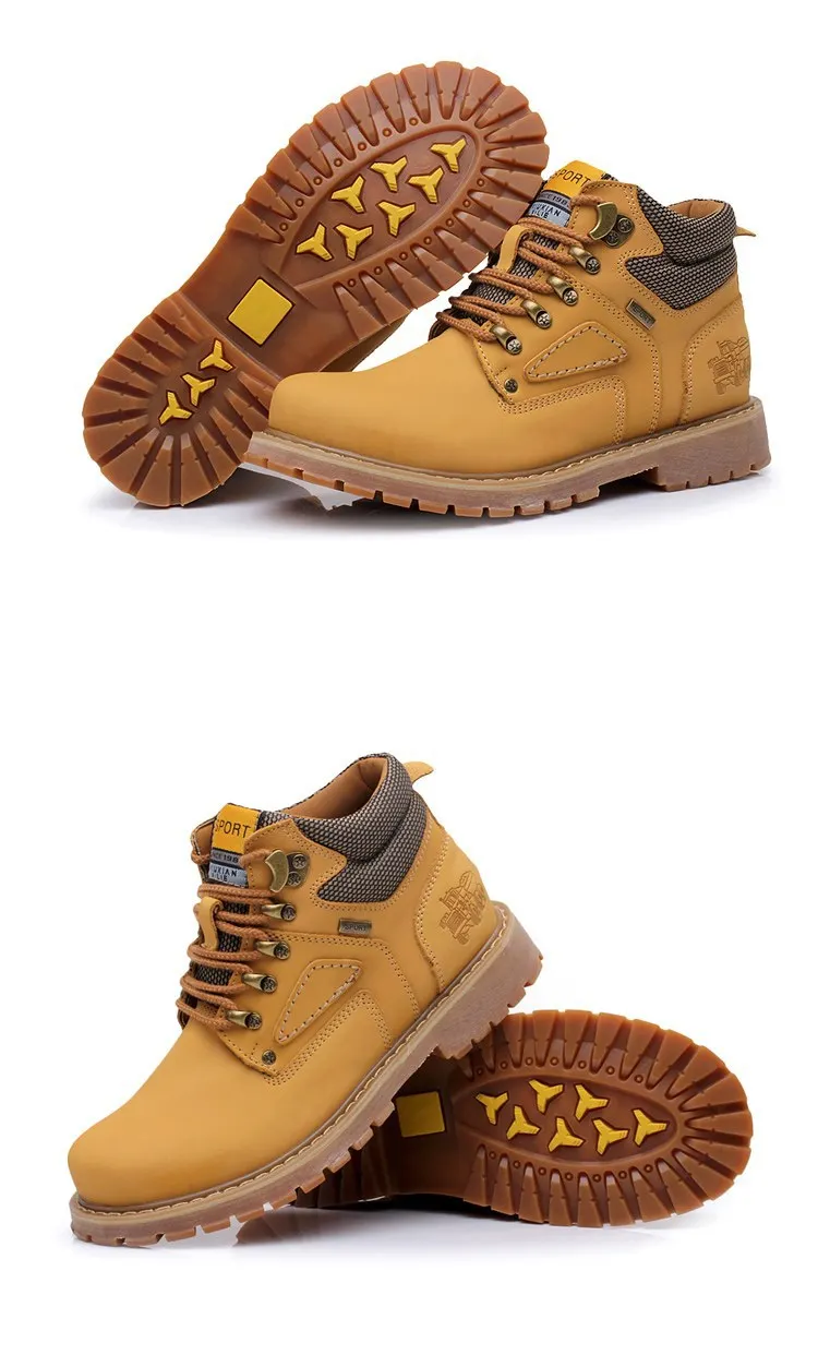 Новые мужские рабочие ботинки Осень-зима кожаные ботинки с заклепками повседневная мужская обувь бренда QIYHONG размера плюс 38-44