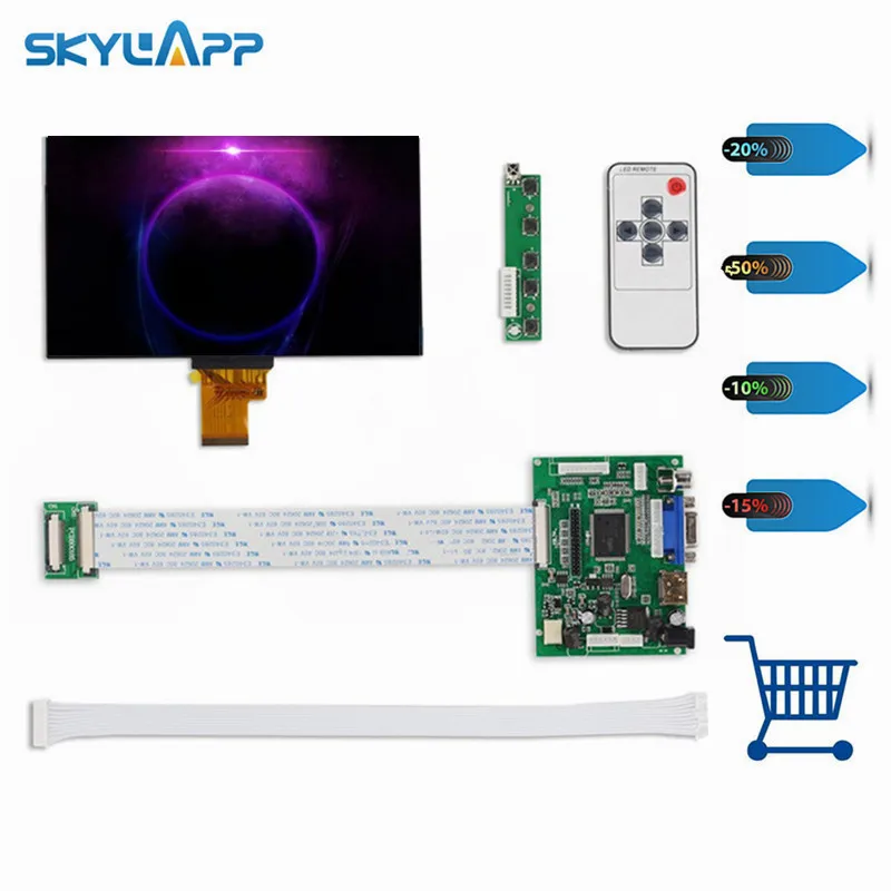 Skylarpu 7 дюймовый 40 контактный 1024*600 TFT ЖК экран внешняя плата с дистанционным