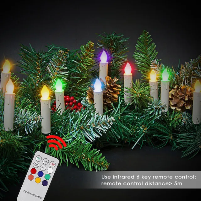 10 pcs LED Candle Remote Control Lights Christmas Tree Decorative