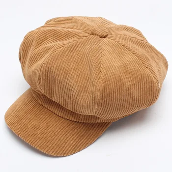 

Women Beret Corduroy Octagonal Cap Painter Hat Men Newsboy Cap Beret Hats Female Vintage Winter Hats For Women Flat Cap