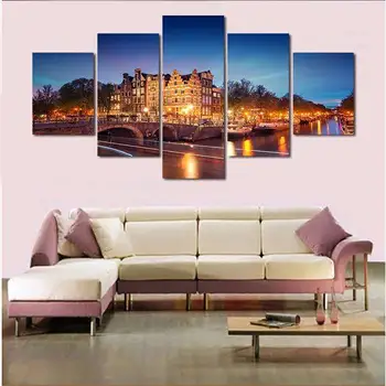 

5 Piece(No Frame) Charming Amsterdam Modern Home Wall Decor Canvas Picture Art HD Print Painting On Canvas Artworks New Sell -34