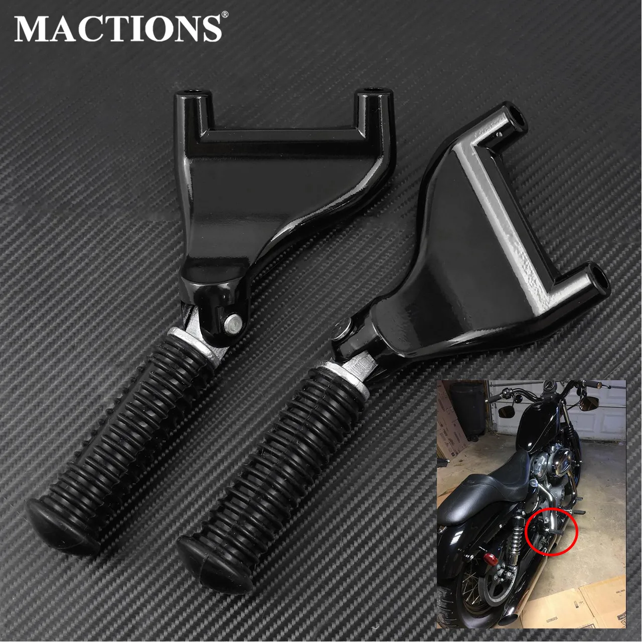 Motorcycle Black Passenger Rear Foot Pedal Mount Bracket Foot Peg For