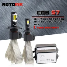 AOTOINK 2 шт. COB H7 H4 Led H11 H1 H8 H11 лампа автомобильный головной светильник s автомобильная светодиодная противотуманная лампа безвентиляторный Aoto светильник 6500K 60W 9600LM белый 12V