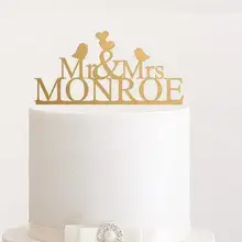 Акриловые блестки любовь птицы пользовательское имя свадебный торт Топпер торт свадебный душ торт топперы вечерние украшения