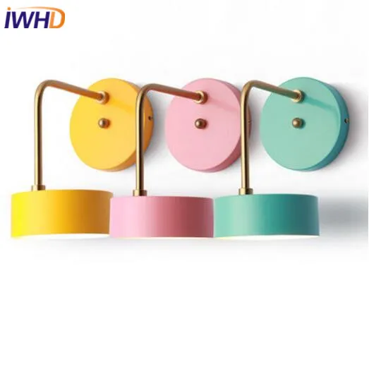 

IWHD Creative Colorful LED Wall Lamp Simple Wandlamp Fixtures Home Bathroom Light RH Bedside Living Room Bar Cafe Luminaire