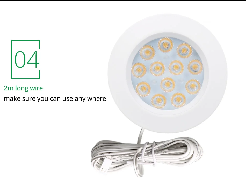 9Under Cabinet Lamps Night Puck Lights 3W 12V Round Kitchen Indoor Lighting LED SMD Energy Saving Lights Lamp Cupboards Light