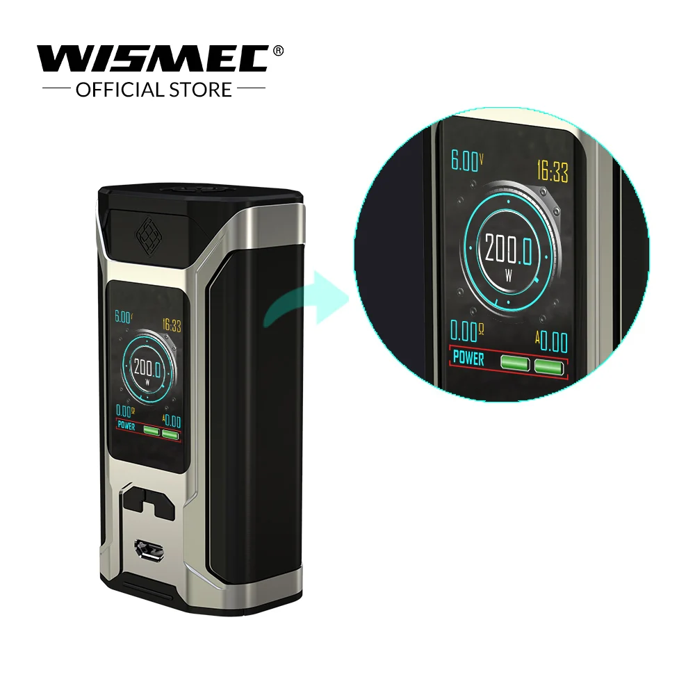 Оригинальный оригинальный боксмод Wismec RAVAGE 230 TC выход 200 Вт VW/TC Ni/TC Ti/TC SS/TCR режим