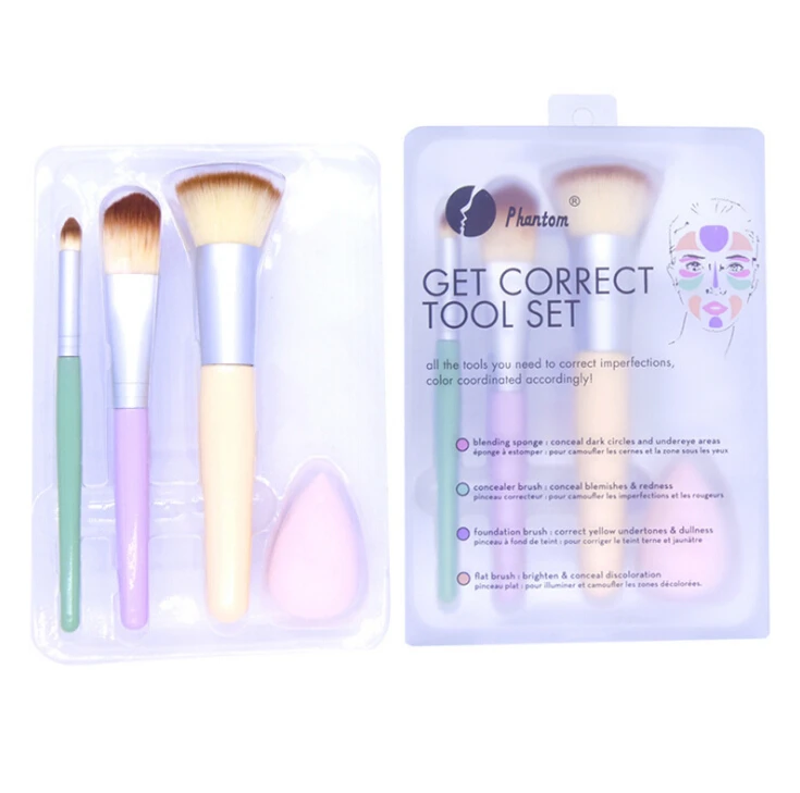 

phantom 3 pcs makeup brushes set contour foundation concealer brush sponge blending essential brush with box pincel maquiagem