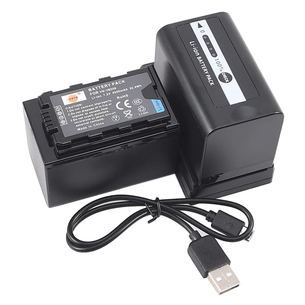DSTE 2x VW VBD58 Li ion Battery with USB Port Charger for Panasonic HC