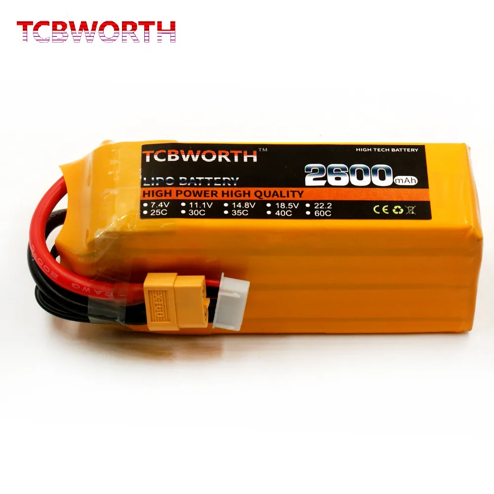 

TCBWORTH RC Lipo battery 22.2v 2600mAh 35C 6s FOR RC Airplane Drone Car Boat 6S Li-Po Batteries 2600mAh AKKU