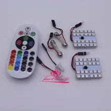 2 блок T10 гирлянда 36SMD RGB светодиодный автомобильный купольный светильник лампа для чтения лампа+ пульт дистанционного управления Управление