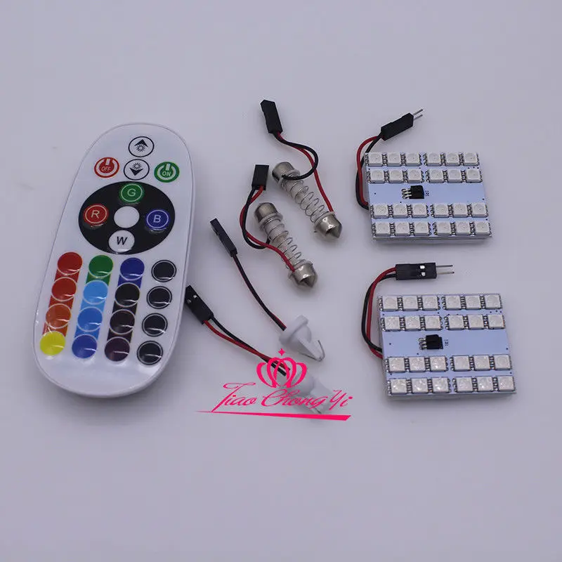 2 блока T10 Festoon 36SMD RGB светодиодная купольсветильник ПА для чтения + пульт