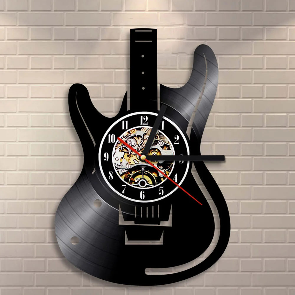 Free Shipping 1Piece Musical Instruments Vinyl Wall Clock Electric