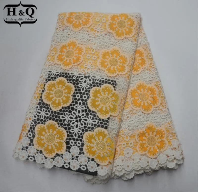 

Lastes design Nigerian Embroidery lace fabric style High Quality African lace With Water Soluble For Wedding Lace Dress, 2019