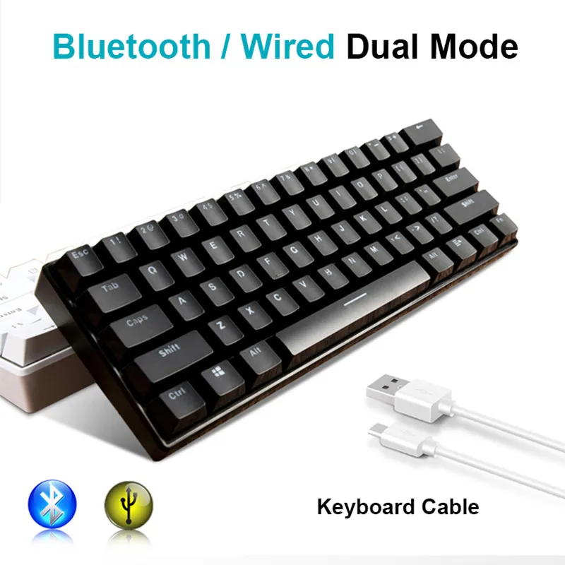  KuWFi 61 Keys Bluetooth Wireless White LED Backlit Ergonomic Mechanical Gaming Keyboard Gamer illum