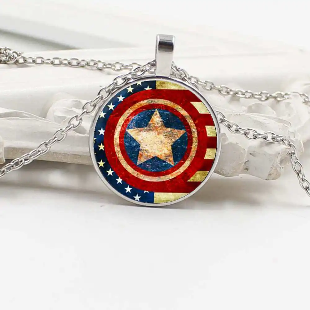 

New fashion hero Superman glass round pendant necklace jewelry gift wholesale