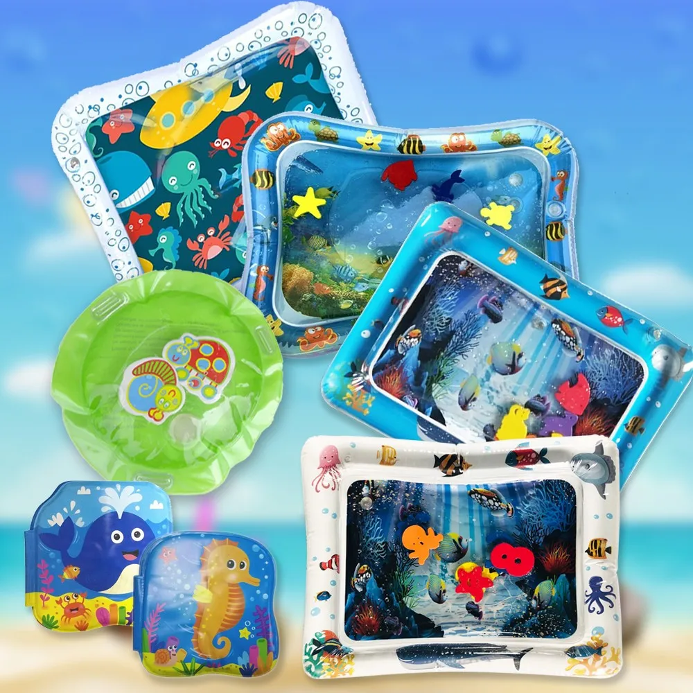 

7PCS Summer Dual Use Toys Baby Inflatable Pad Baby Inflatable Water Cushion Prostrate Play Center Bathroom Products Bath Pillows