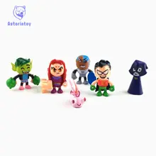 6pcs/lot Teen Titans Go Action Figures Toys Robin Beast Boy Raven Cyborg Titans Figure Toys for Children